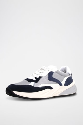 Zapatillas de piel - Negro, azul y gris