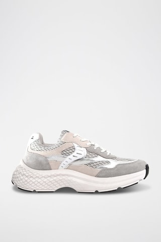 Zapatillas de piel - Blanco, beige y gris