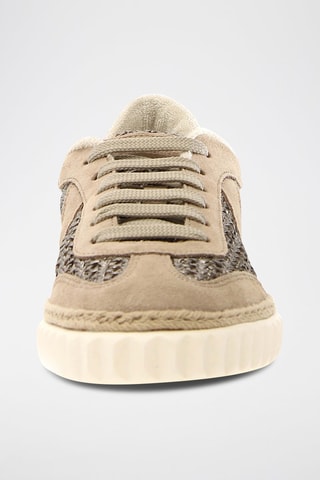 Zapatillas de piel - Beige y dorado