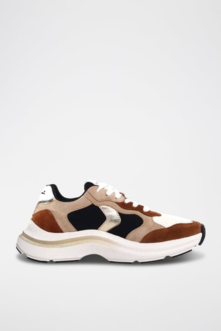 Zapatillas de nobuk Charlotte - Blanco, beige y marrón