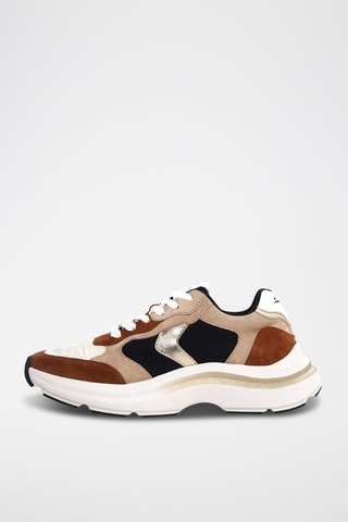 Zapatillas de nobuk Charlotte - Blanco, beige y marrón