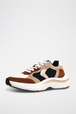 Zapatillas de nobuk Charlotte - Blanco, beige y marrón
