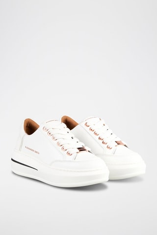 Zapatillas de piel con plataforma - Blanco