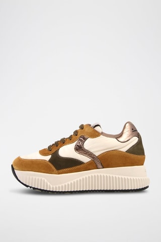 Leren Platform Sneakers - Bruin