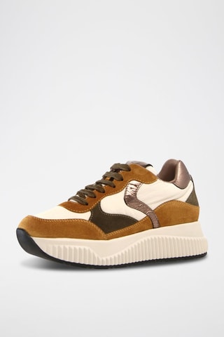 Leren Platform Sneakers - Bruin