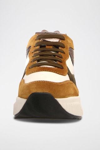 Leren Platform Sneakers - Bruin