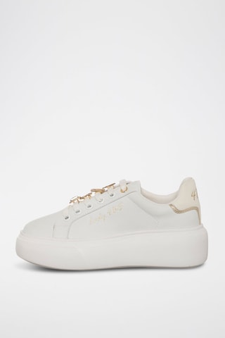 Zapatillas con plataforma - Blanco y dorado