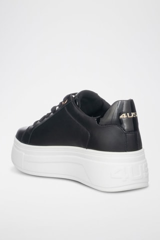 Zapatillas de piel con plataforma - Negro