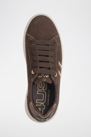 Zapatillas de piel con plataforma - Marrón