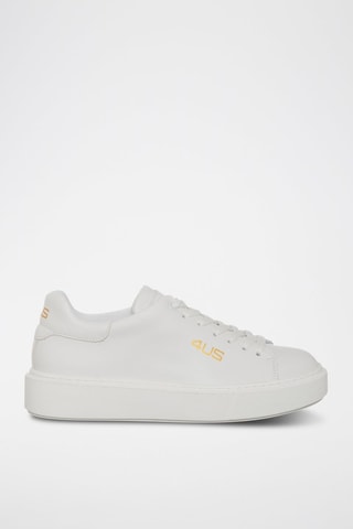 Zapatillas de piel - Blanco y dorado