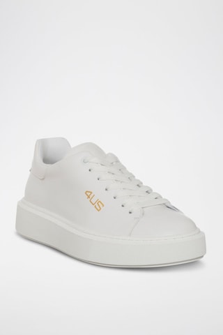 Zapatillas de piel - Blanco y dorado