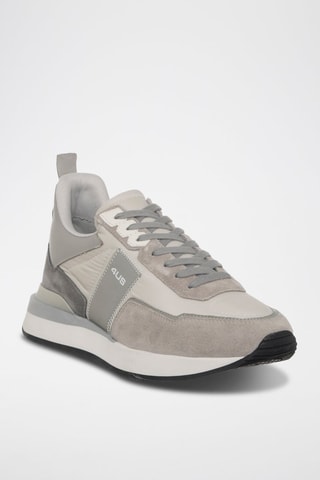 Zapatillas de piel - Blanco, negro y gris