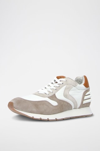 Zapatillas de piel Liam - Blanco, marrón y gris