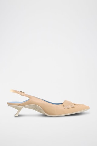 Zapatos de piel de tacón - Blanco y beige