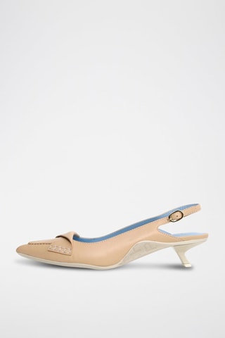 Zapatos de piel de tacón - Blanco y beige