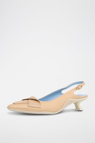 Zapatos de piel de tacón - Blanco y beige