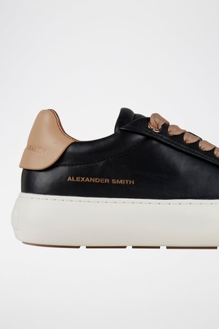 Zapatillas de piel con plataforma - Negro y beige