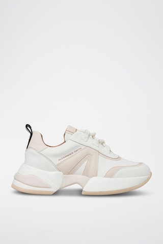 Zapatillas de piel con plataforma Marble - Blanco y rosa