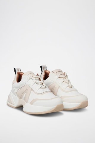 Zapatillas de piel con plataforma Marble - Blanco y rosa