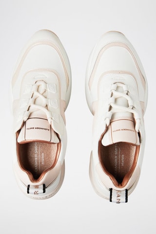 Zapatillas de piel con plataforma Marble - Blanco y rosa