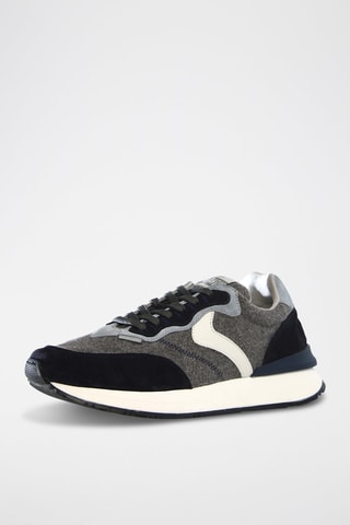 Zapatillas de piel - Negro y gris