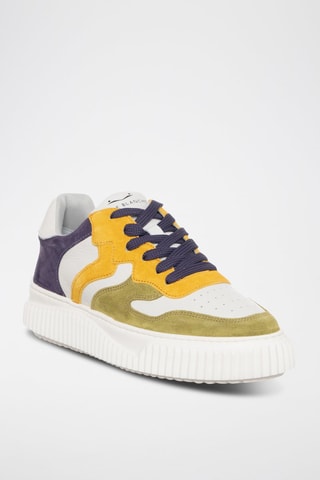 Zapatillas de piel Laura - Blanco y amarillo