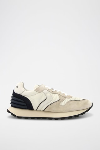 Zapatillas de piel - Blanco, beige y azul
