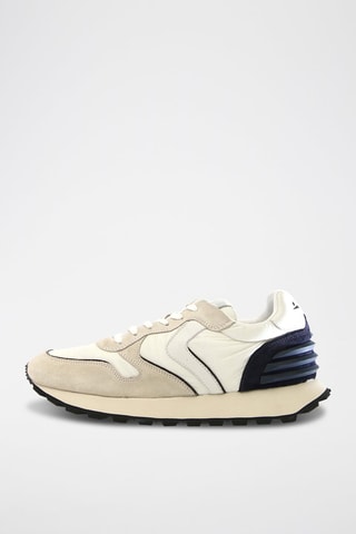 Zapatillas de piel - Blanco, beige y azul