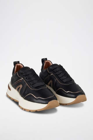 Zapatillas de piel - Negro y marrón