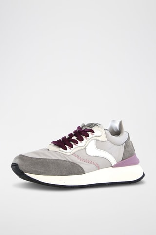 Zapatillas de piel Qwark - Blanco, violeta y gris