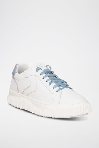 Zapatillas de piel - Blanco y azul