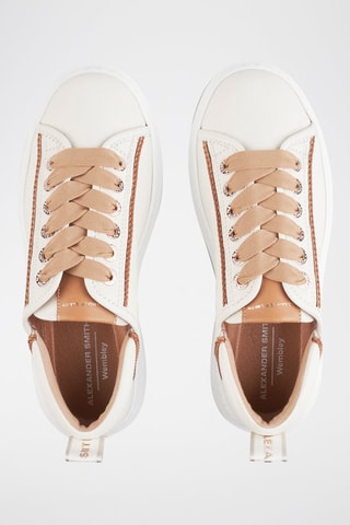 Zapatillas de piel con plataforma Wembley - Blanco y marrón