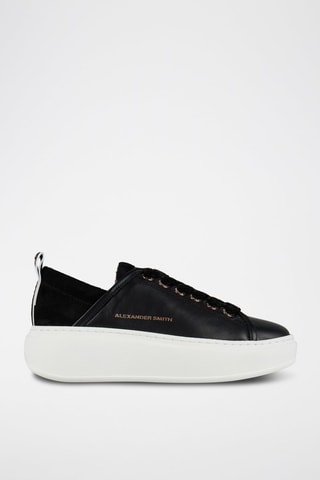 Zapatillas de piel con plataforma - Blanco, negro y dorado