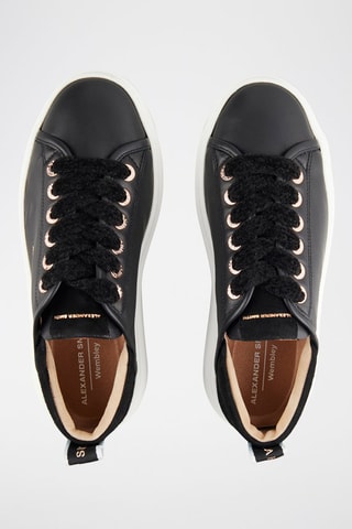 Zapatillas de piel con plataforma - Blanco, negro y dorado