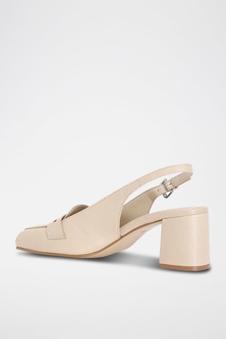 Sandalias de piel de tacón - Café Noir - Blanco