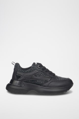 Leren Platform Sneakers - Zwart