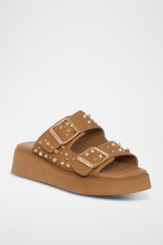 Sandalias con plataforma - Marrón y dorado