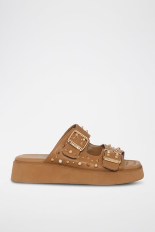 Sandalias con plataforma - Marrón y dorado