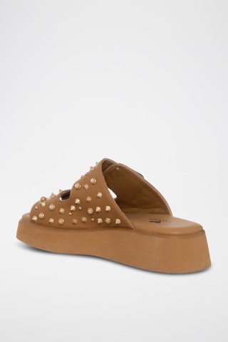 Sandalias con plataforma - Marrón y dorado