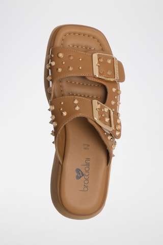 Sandalias con plataforma - Marrón y dorado