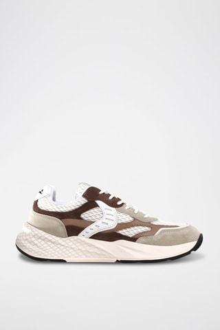 Zapatillas de nobuk - Blanco, beige y marrón