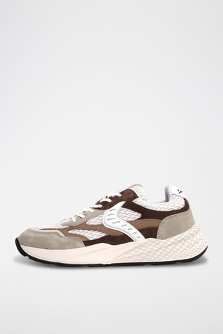 Zapatillas de nobuk - Blanco, beige y marrón