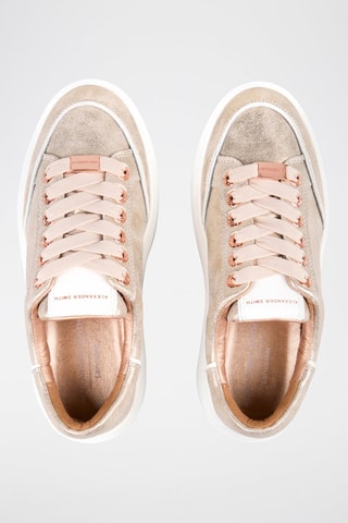 Zapatillas de piel con plataforma - Rosa y dorado