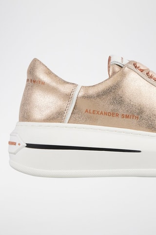 Zapatillas de piel con plataforma - Rosa y dorado