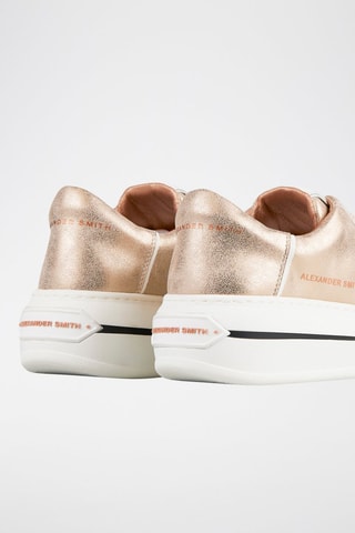 Zapatillas de piel con plataforma - Rosa y dorado