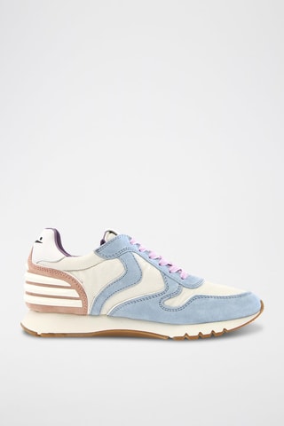 Zapatillas de piel - Blanco, azul y rosa