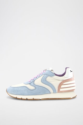 Zapatillas de piel - Blanco, azul y rosa