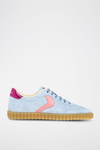Zapatillas de piel - Azul y rosa