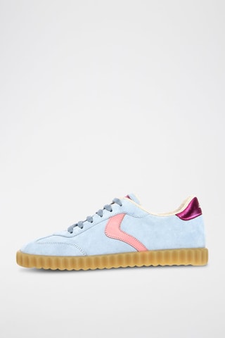 Zapatillas de piel - Azul y rosa