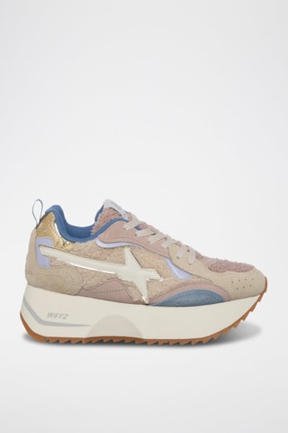 Zapatillas con plataforma Anny - Beige y rosa